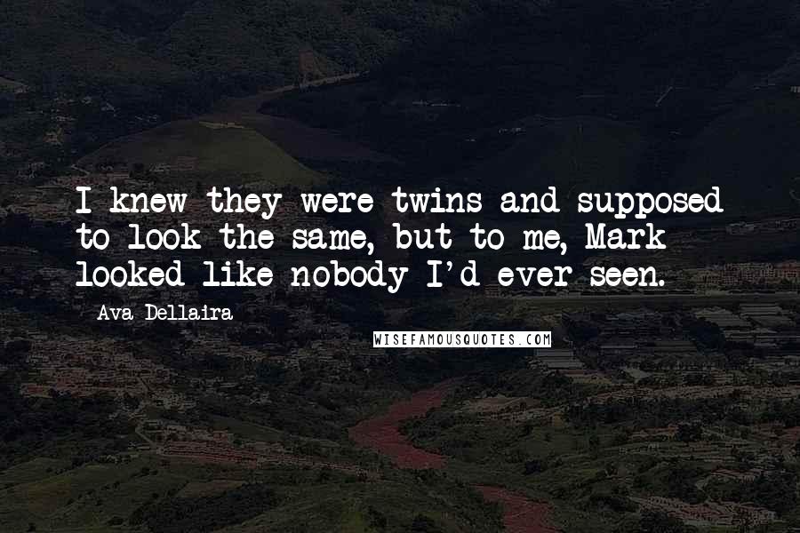 Ava Dellaira Quotes: I knew they were twins and supposed to look the same, but to me, Mark looked like nobody I'd ever seen.