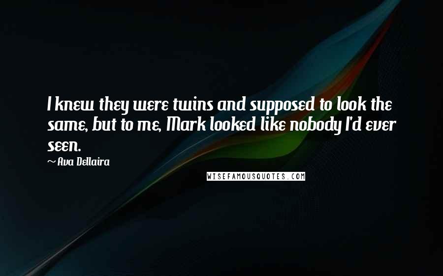 Ava Dellaira Quotes: I knew they were twins and supposed to look the same, but to me, Mark looked like nobody I'd ever seen.