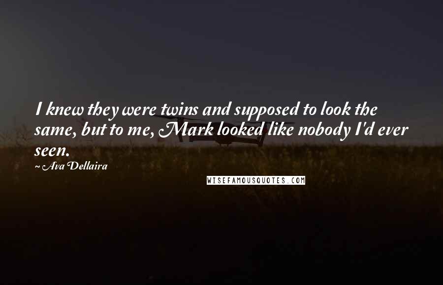 Ava Dellaira Quotes: I knew they were twins and supposed to look the same, but to me, Mark looked like nobody I'd ever seen.