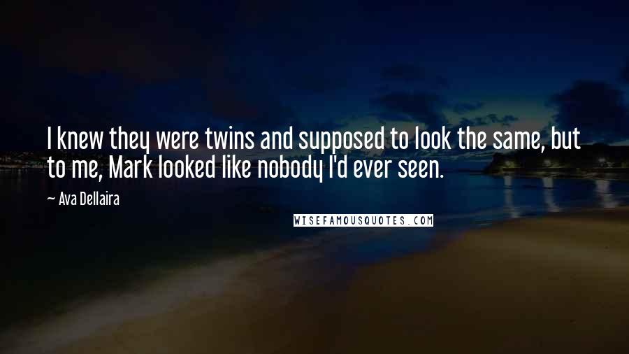 Ava Dellaira Quotes: I knew they were twins and supposed to look the same, but to me, Mark looked like nobody I'd ever seen.