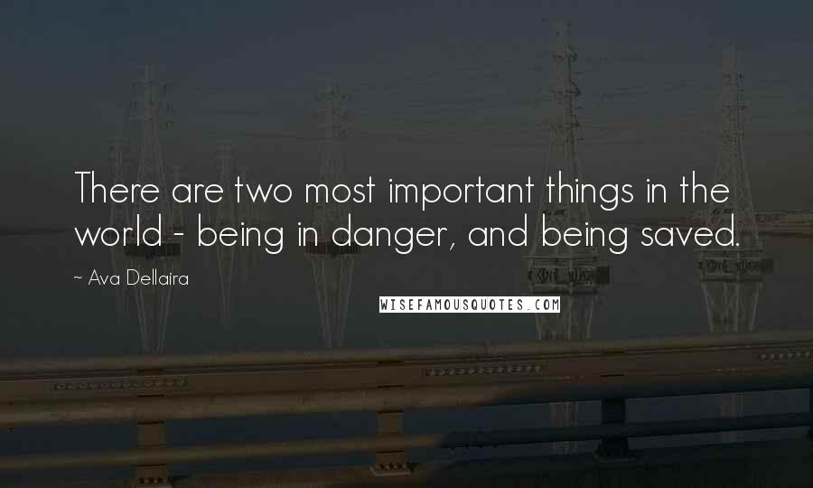 Ava Dellaira Quotes: There are two most important things in the world - being in danger, and being saved.