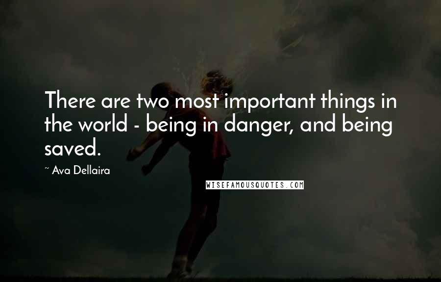 Ava Dellaira Quotes: There are two most important things in the world - being in danger, and being saved.