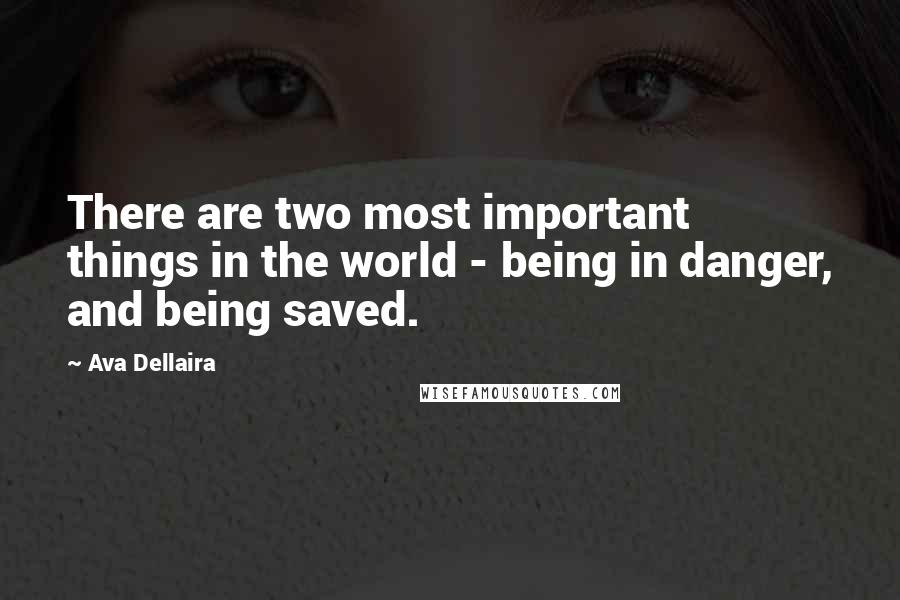 Ava Dellaira Quotes: There are two most important things in the world - being in danger, and being saved.