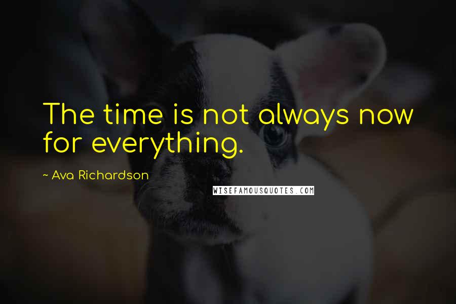 Ava Richardson Quotes: The time is not always now for everything.