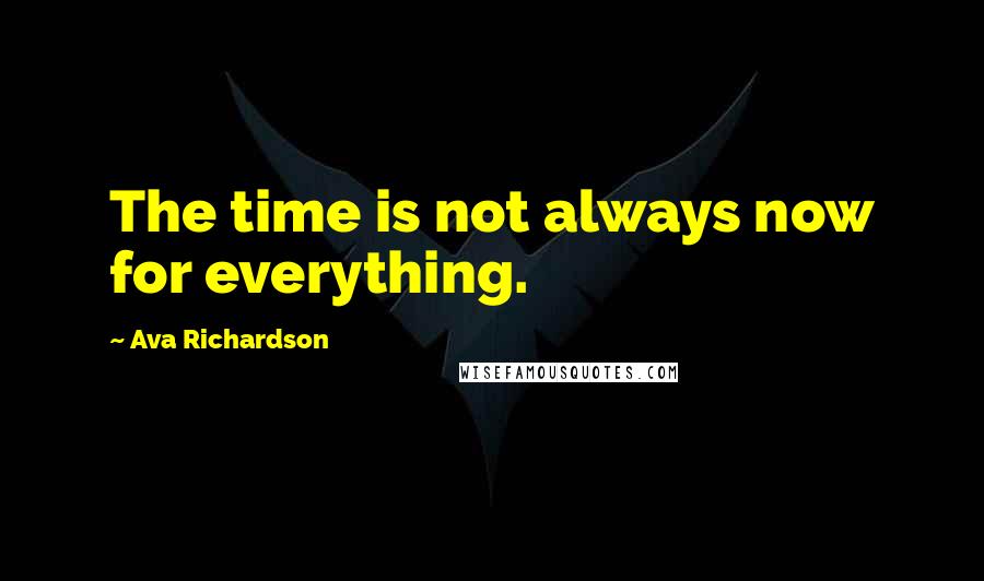 Ava Richardson Quotes: The time is not always now for everything.