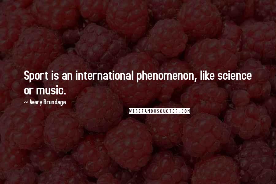 Avery Brundage Quotes: Sport is an international phenomenon, like science or music.