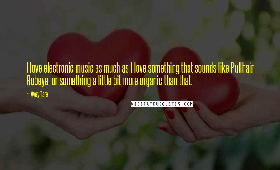Avey Tare Quotes: I love electronic music as much as I love something that sounds like Pullhair Rubeye, or something a little bit more organic than that.
