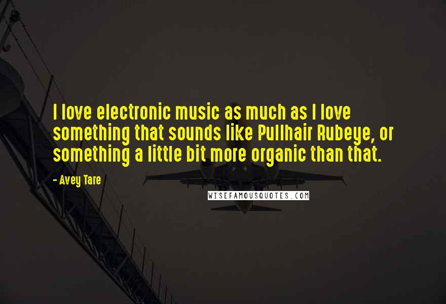 Avey Tare Quotes: I love electronic music as much as I love something that sounds like Pullhair Rubeye, or something a little bit more organic than that.
