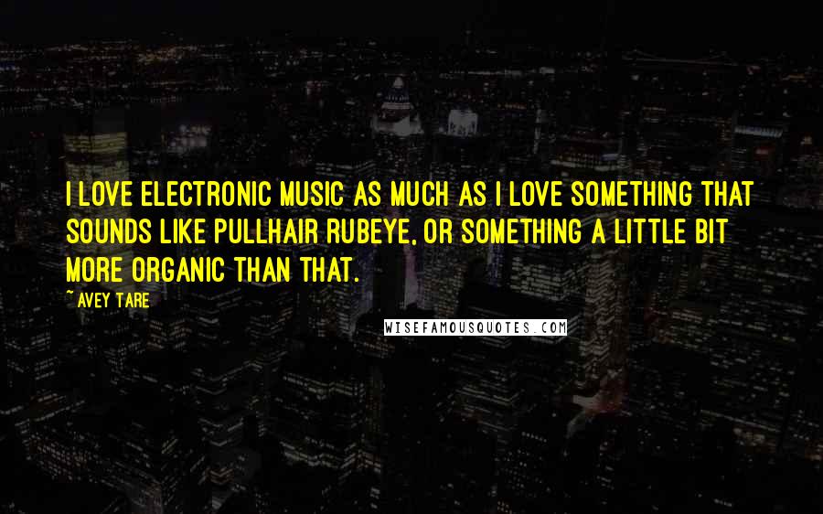 Avey Tare Quotes: I love electronic music as much as I love something that sounds like Pullhair Rubeye, or something a little bit more organic than that.