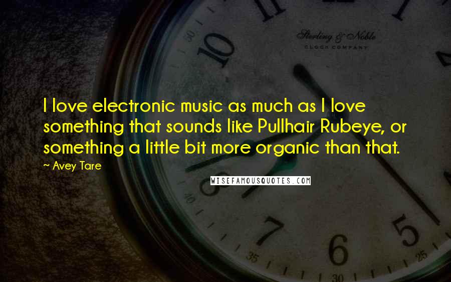 Avey Tare Quotes: I love electronic music as much as I love something that sounds like Pullhair Rubeye, or something a little bit more organic than that.