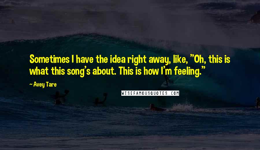 Avey Tare Quotes: Sometimes I have the idea right away, like, "Oh, this is what this song's about. This is how I'm feeling."