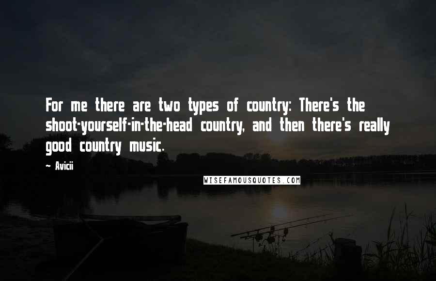 Avicii Quotes: For me there are two types of country: There's the shoot-yourself-in-the-head country, and then there's really good country music.