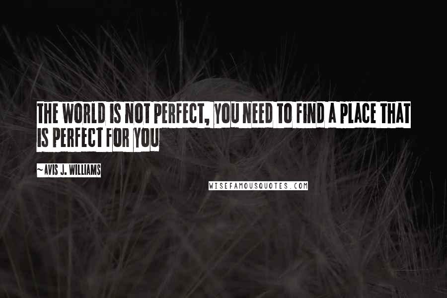 Avis J. Williams Quotes: the world is not perfect, you need to find a place that is perfect for you