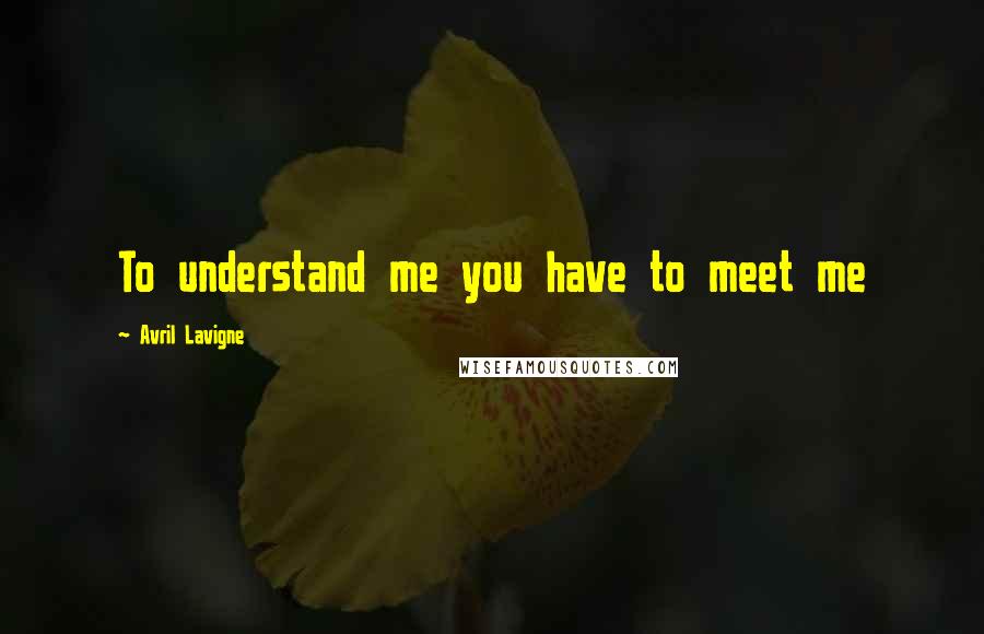 Avril Lavigne Quotes: To understand me you have to meet me