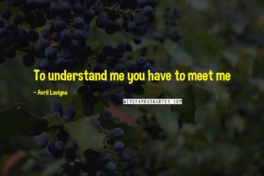 Avril Lavigne Quotes: To understand me you have to meet me