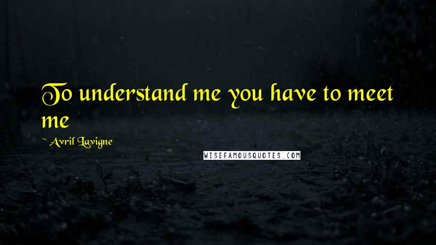 Avril Lavigne Quotes: To understand me you have to meet me