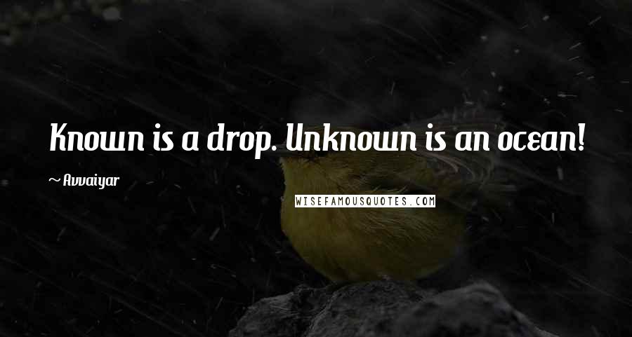 Avvaiyar Quotes: Known is a drop. Unknown is an ocean!