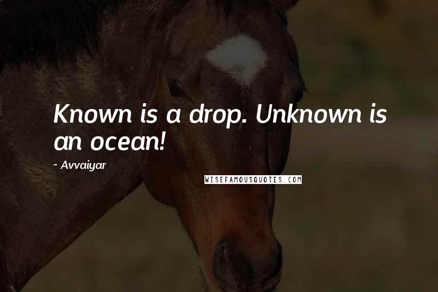 Avvaiyar Quotes: Known is a drop. Unknown is an ocean!