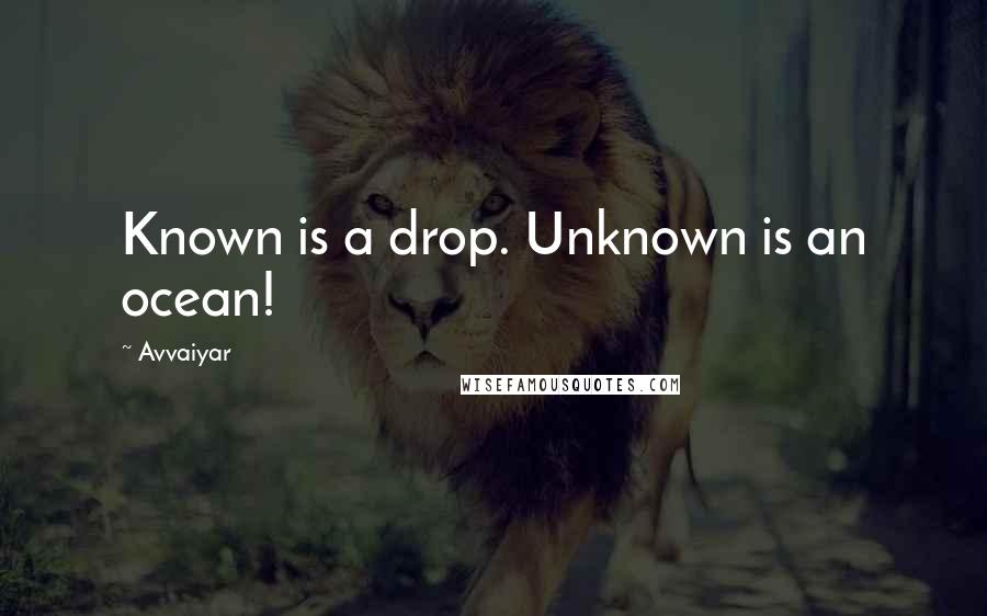 Avvaiyar Quotes: Known is a drop. Unknown is an ocean!