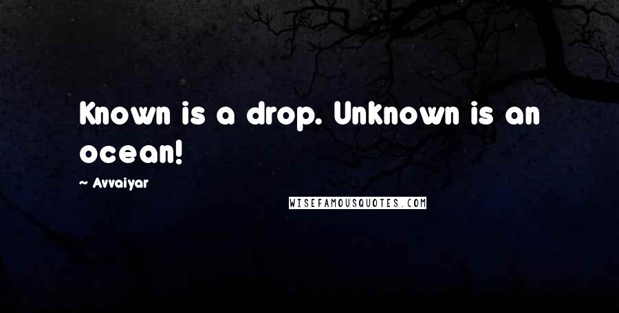 Avvaiyar Quotes: Known is a drop. Unknown is an ocean!