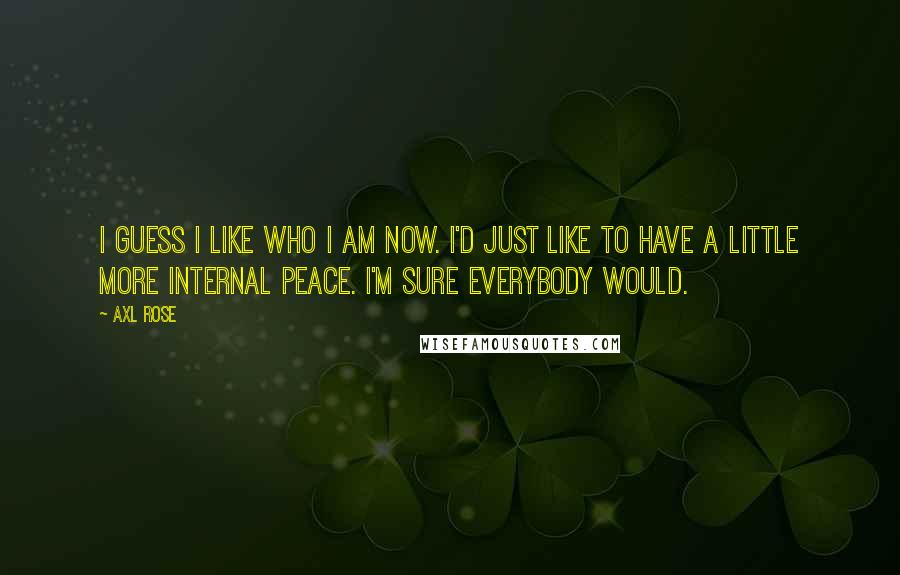 Axl Rose Quotes: I guess I like who I am now. I'd just like to have a little more internal peace. I'm sure everybody would.