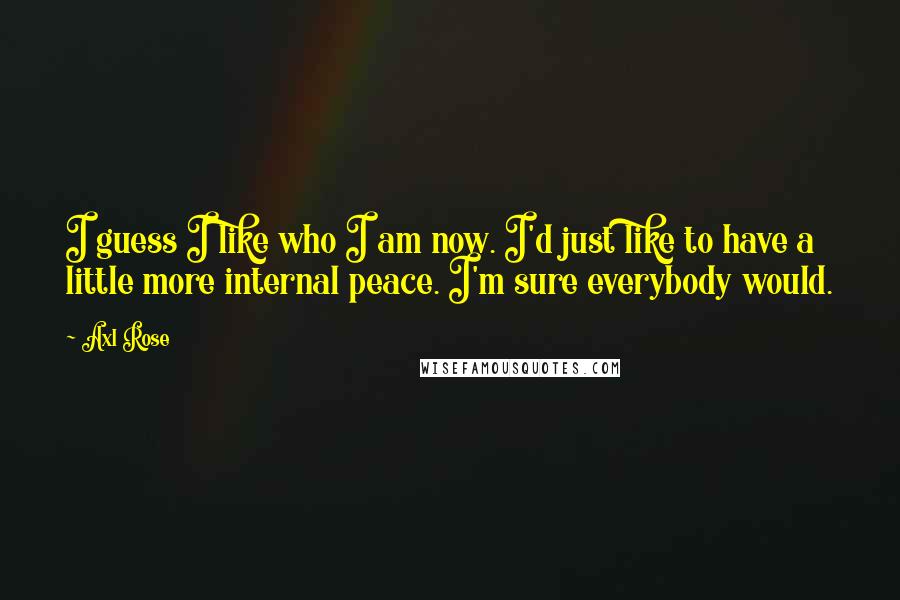 Axl Rose Quotes: I guess I like who I am now. I'd just like to have a little more internal peace. I'm sure everybody would.