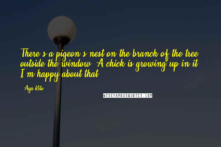 Aya Kito Quotes: There's a pigeon's nest on the branch of the tree outside the window. A chick is growing up in it. I'm happy about that