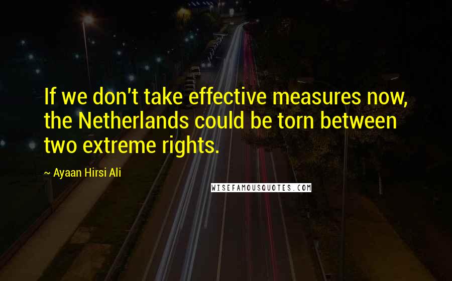 Ayaan Hirsi Ali Quotes: If we don't take effective measures now, the Netherlands could be torn between two extreme rights.