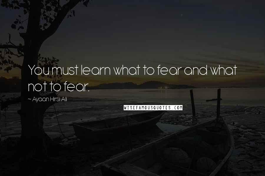 Ayaan Hirsi Ali Quotes: You must learn what to fear and what not to fear.