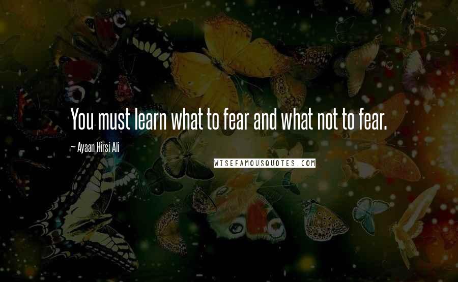 Ayaan Hirsi Ali Quotes: You must learn what to fear and what not to fear.