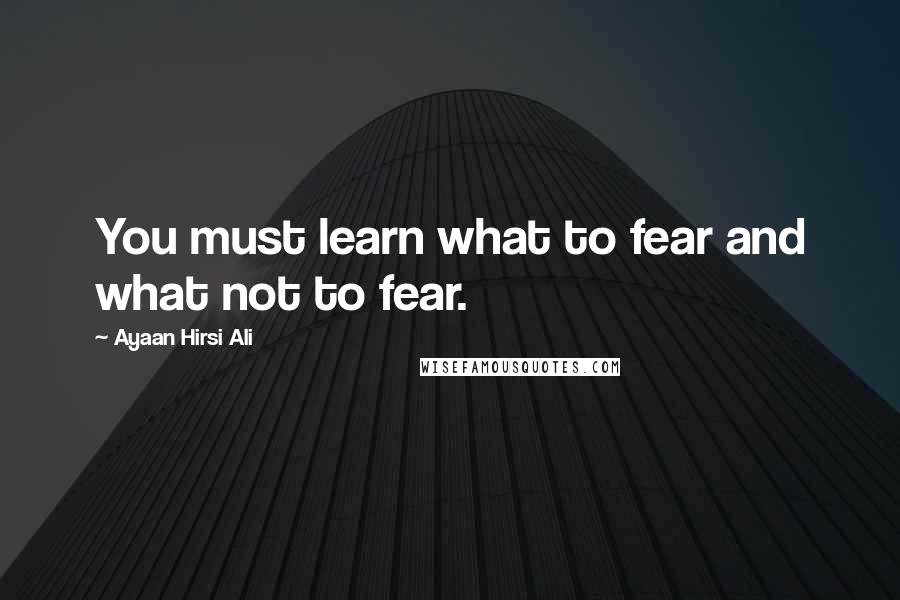 Ayaan Hirsi Ali Quotes: You must learn what to fear and what not to fear.