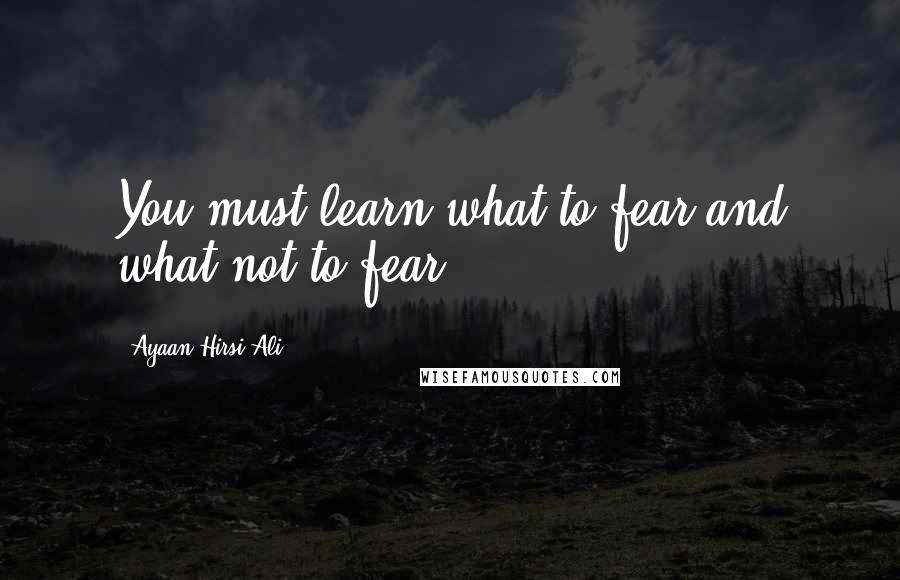 Ayaan Hirsi Ali Quotes: You must learn what to fear and what not to fear.