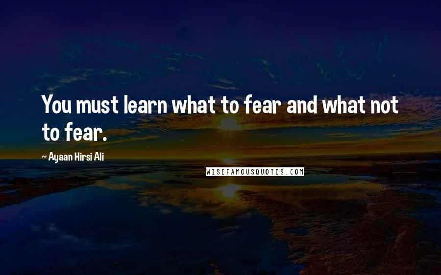 Ayaan Hirsi Ali Quotes: You must learn what to fear and what not to fear.