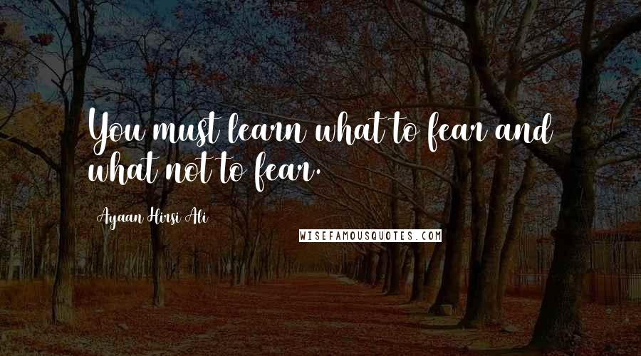 Ayaan Hirsi Ali Quotes: You must learn what to fear and what not to fear.