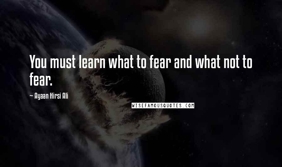 Ayaan Hirsi Ali Quotes: You must learn what to fear and what not to fear.