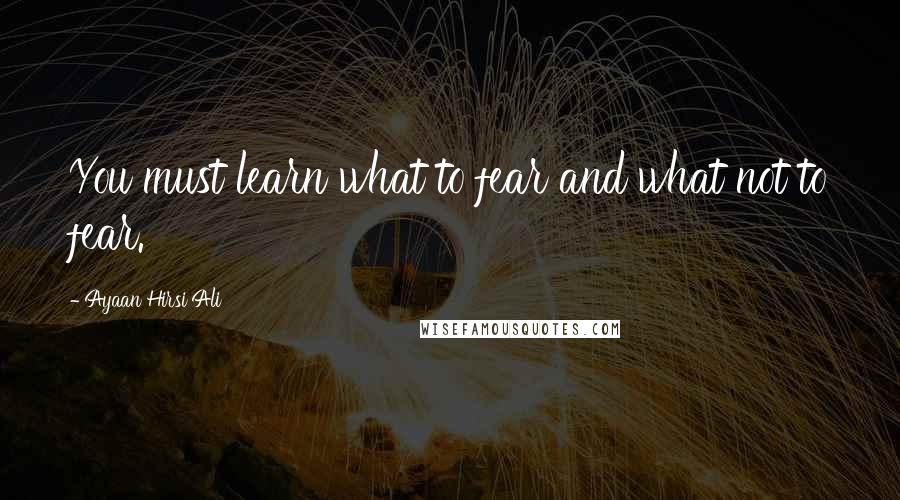 Ayaan Hirsi Ali Quotes: You must learn what to fear and what not to fear.