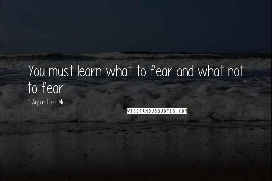 Ayaan Hirsi Ali Quotes: You must learn what to fear and what not to fear.