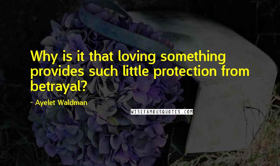 Ayelet Waldman Quotes: Why is it that loving something provides such little protection from betrayal?