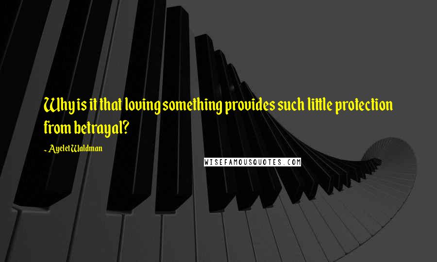 Ayelet Waldman Quotes: Why is it that loving something provides such little protection from betrayal?