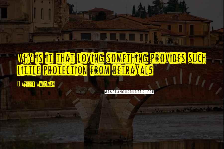 Ayelet Waldman Quotes: Why is it that loving something provides such little protection from betrayal?