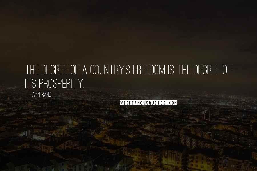 Ayn Rand Quotes: The degree of a country's freedom is the degree of its prosperity.