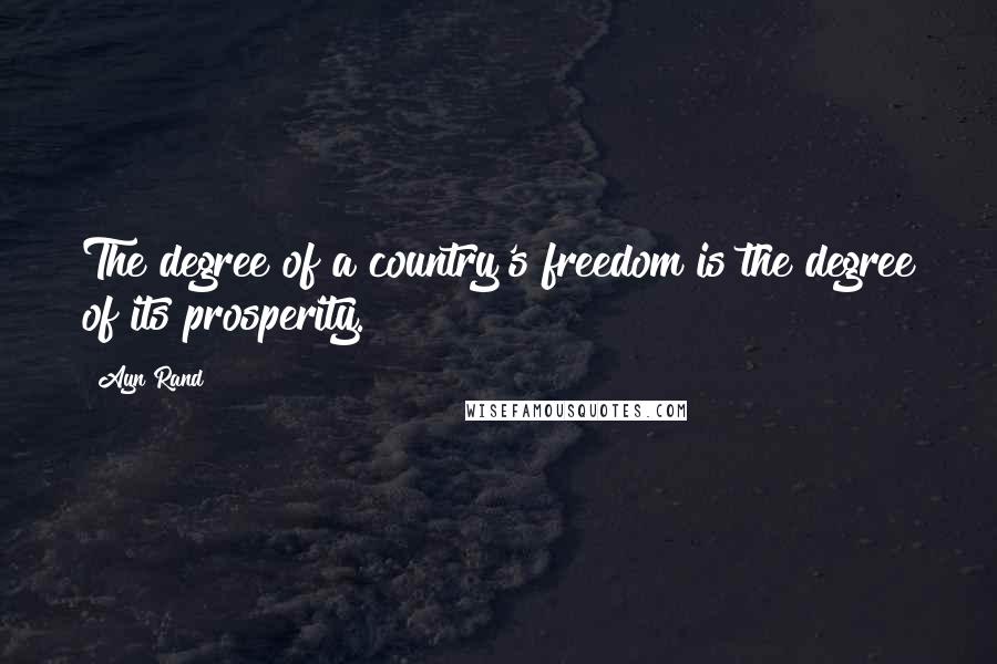 Ayn Rand Quotes: The degree of a country's freedom is the degree of its prosperity.