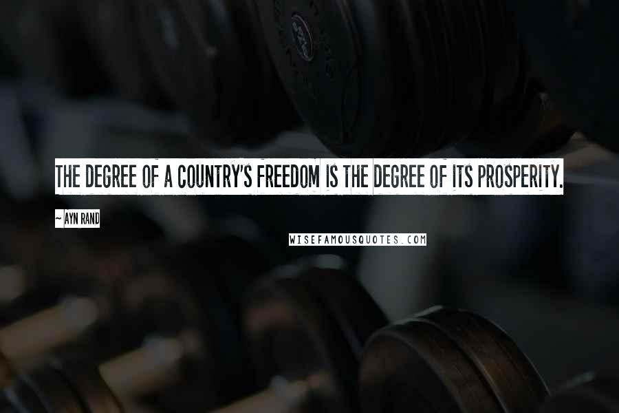 Ayn Rand Quotes: The degree of a country's freedom is the degree of its prosperity.
