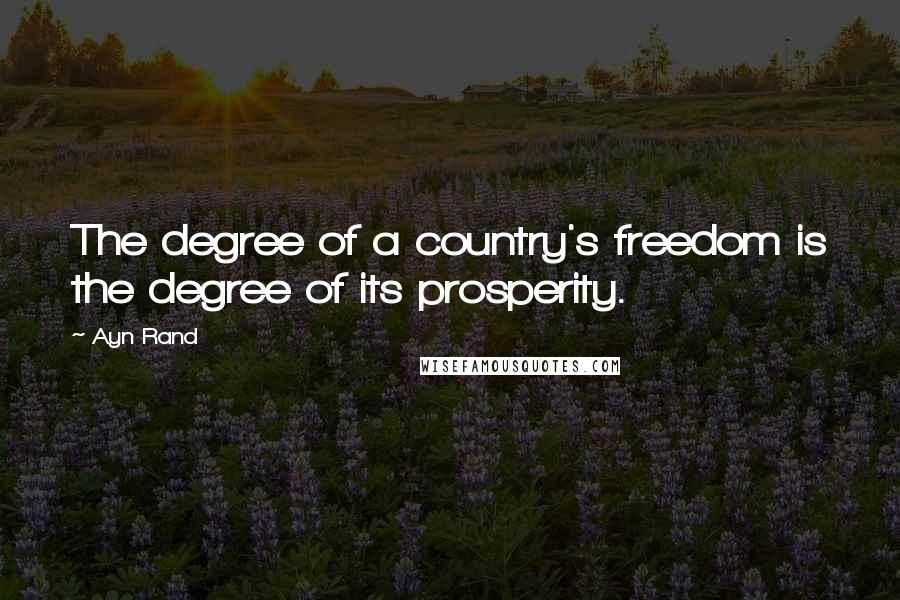 Ayn Rand Quotes: The degree of a country's freedom is the degree of its prosperity.