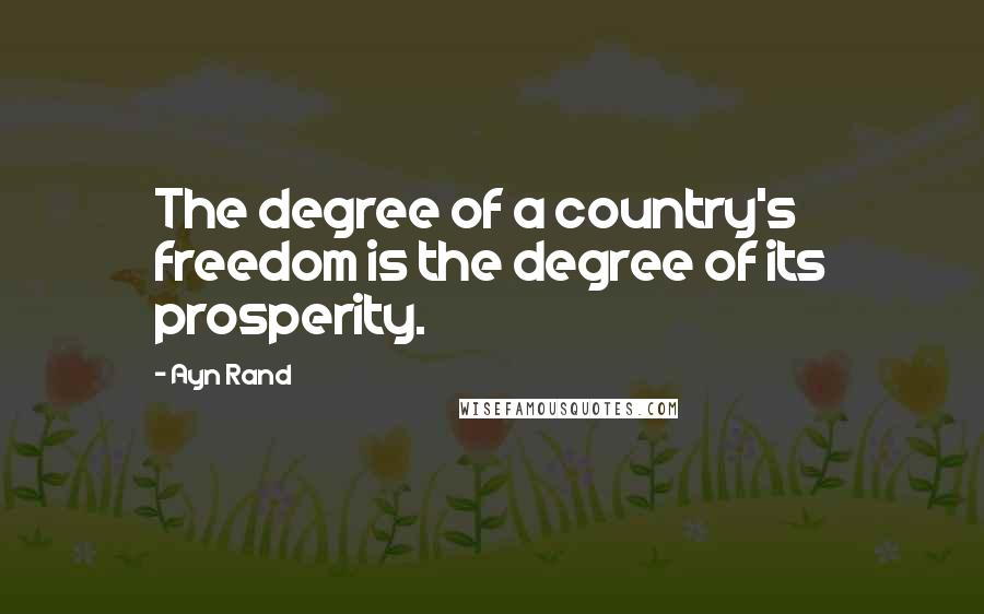 Ayn Rand Quotes: The degree of a country's freedom is the degree of its prosperity.