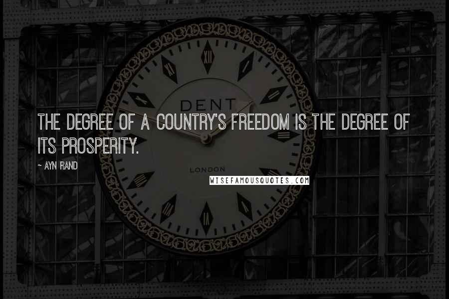 Ayn Rand Quotes: The degree of a country's freedom is the degree of its prosperity.