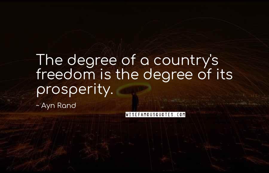 Ayn Rand Quotes: The degree of a country's freedom is the degree of its prosperity.