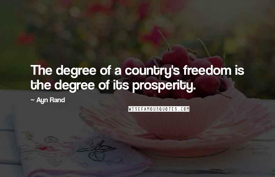 Ayn Rand Quotes: The degree of a country's freedom is the degree of its prosperity.