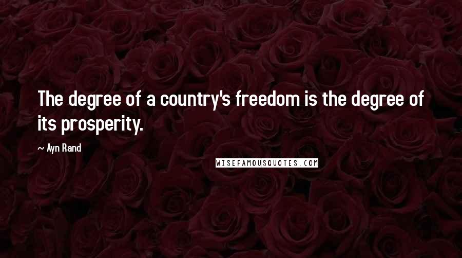 Ayn Rand Quotes: The degree of a country's freedom is the degree of its prosperity.