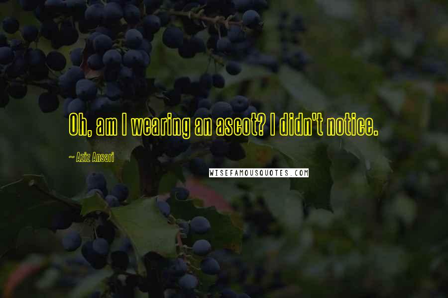 Aziz Ansari Quotes: Oh, am I wearing an ascot? I didn't notice.
